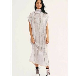NEW Free People Pirouette Cowl Neck Alpaca Blend Tunic Sweater dress maxi M/L